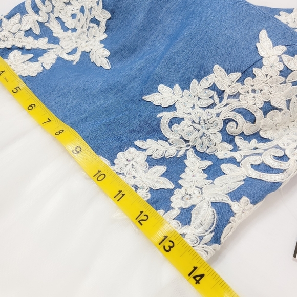 David's Bridal Denim Ivy Formal Gown Size 9 - Picture 4 of 7